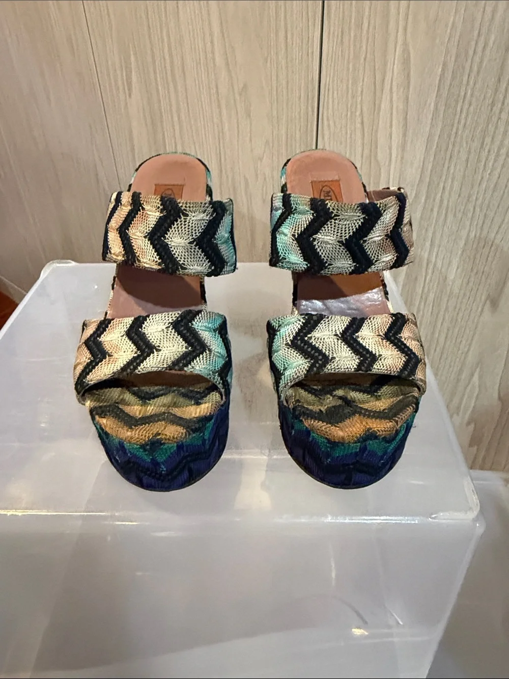 Missoni Multicolor Chevron Woven Platform Sandal